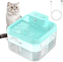 RUXAN fonte sem fio para gatos, fonte de água para gatos operada por bateria, 68 onças / 2l, bebedouro sem fio para gatos internos, dispensador automático de água para gatos com sensor de mo
