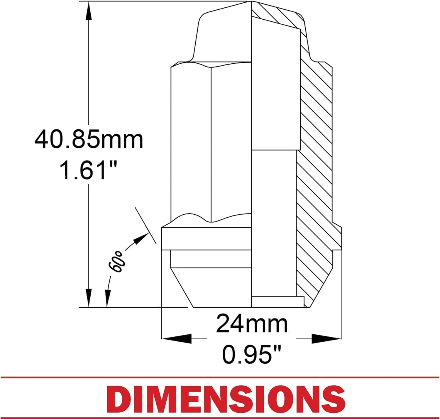Wheel Accessories Parts Set of 20 1/2-20 Lug Nuts OEM Style Replacement for 6L2Z-1012-BA 611-094 Wheel Lug Nut (Chrome)