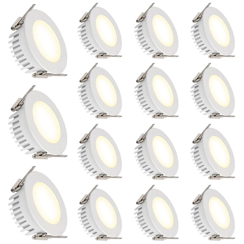 Confezione da 15 luci da Doccia Impermeabili IP65, faretti LED da Incasso 7W/10W/12W, Corpo Sottile in Alluminio, CRI 90 per apparecchi di Illuminazione da soffitto per Bagno, Came