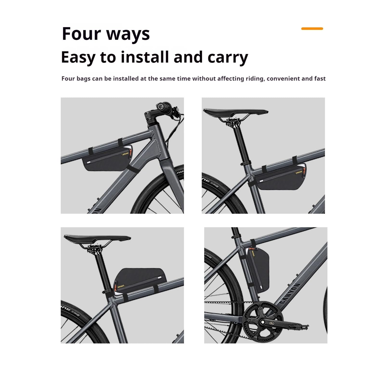Borsa da telaio triangolare for bicicletta impermeabile da 1 pezzo | Memorizza attrezzi da ciclismo e piccoli oggetti for gli spostamenti(QianXing White)