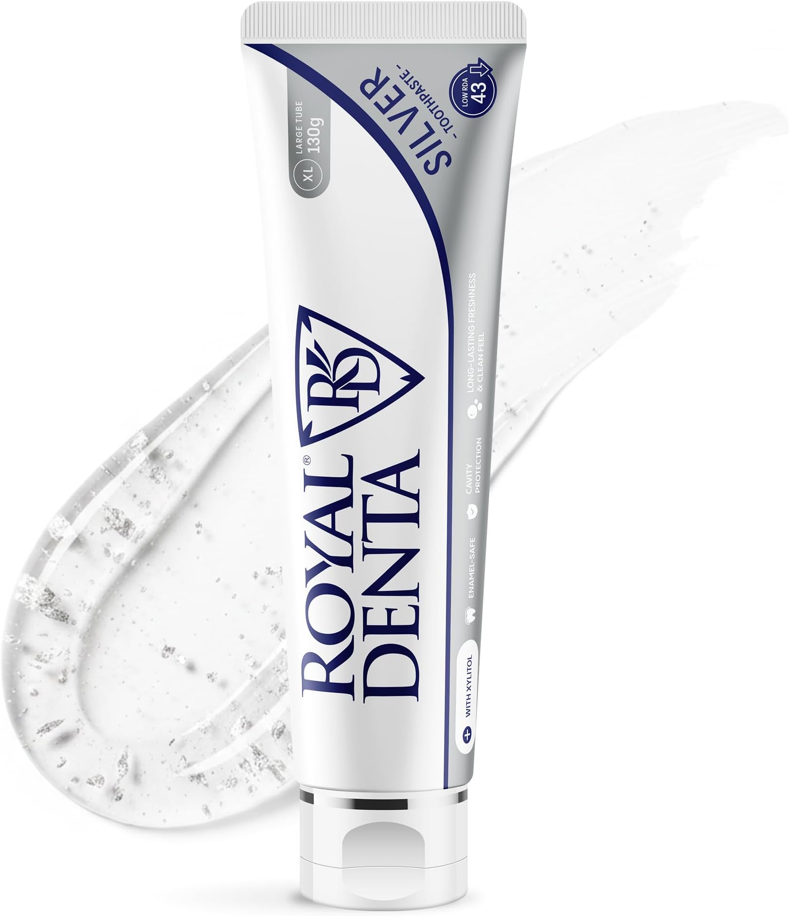 Naturally Teeth Whitening Toothpaste for Adults 130g, Fluoride Toothpaste Removes Stains While Gentle on Sensitive Teeth & Enamel, Mild Taste Gel with Xylitol & Silver Particles