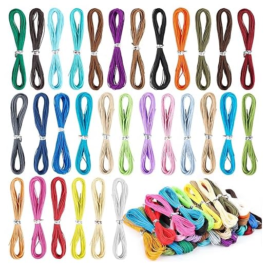 30 Rollen Gewachste Polyesterschnur 1mm Gewachste Schnur Wachsgarn Baumwollschnur 10m Durchmesser 1mm Rattail Satin Nylon Wachs Makramee Garn Nylon Satin für Armbänder Halskette Handwerk DIY