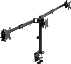 VIVO Telescoping Triple Monitor Desk Mount, Heavy Duty Flush-to-Wall Stand
