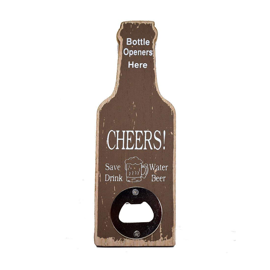 STRIPES® Essentials Small Size Brown Wooden Decorative Wall Hanging Bottle Opener for Home use/Kitchen use/Restaurant use/Hotel use/bar Tool/Pub Tool