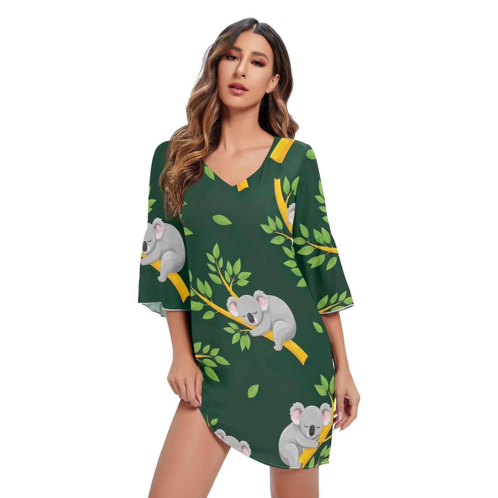Robe d'été courte en mousseline de soie koala premium - 7