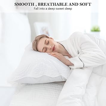 BOSOWOS Set of 2 Quilted Pillow Covers Decorative Microfiber Standard Bed Pillow Shams, Soft Pillow Covers with Envelope Closure White, 2 Pieces: 20x26 inches