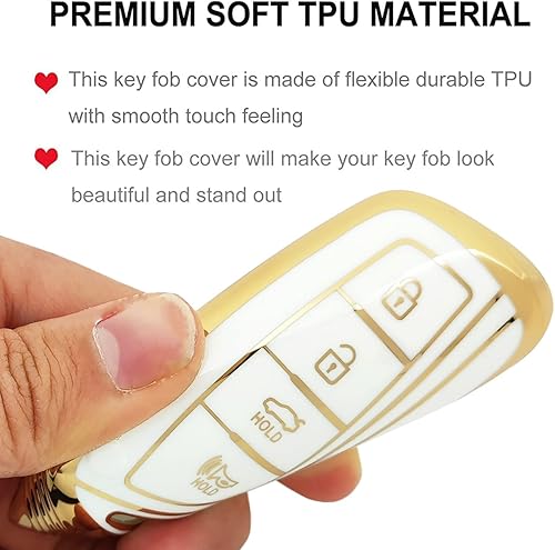 Miniatura 5 de Funda para llavero de automóvil de TPU suave para Hyundai Santa Fe Genesis Equus Azera con llavero, Blanco