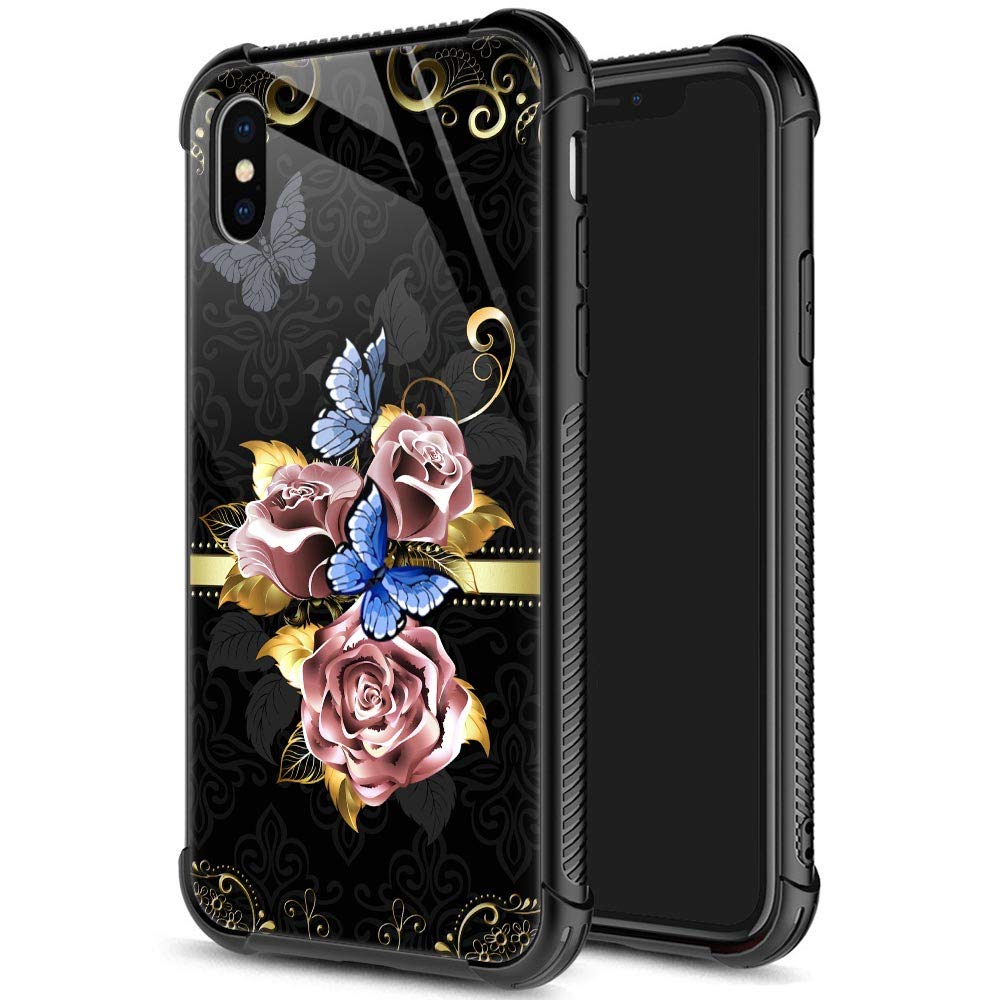 Amazon.co.jp: ZHEGAILIAN iPhone Xs Max対応 バタフライフラワー