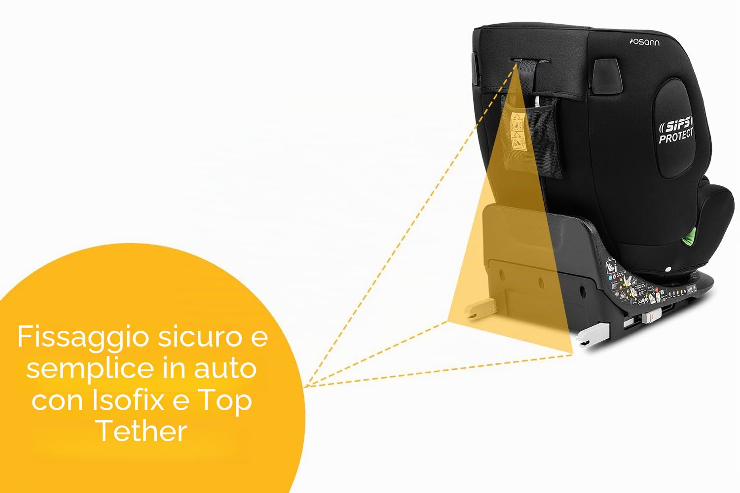 OSANN - Seggiolino auto Neonati/bambini One360 Isofix rotante a 360° - 40-150 cm - Da 0 a 12 anni - Gruppo 1/2/3 - Nero, altezze di 14 posizioni, rivolto all'indietro/in avanti
