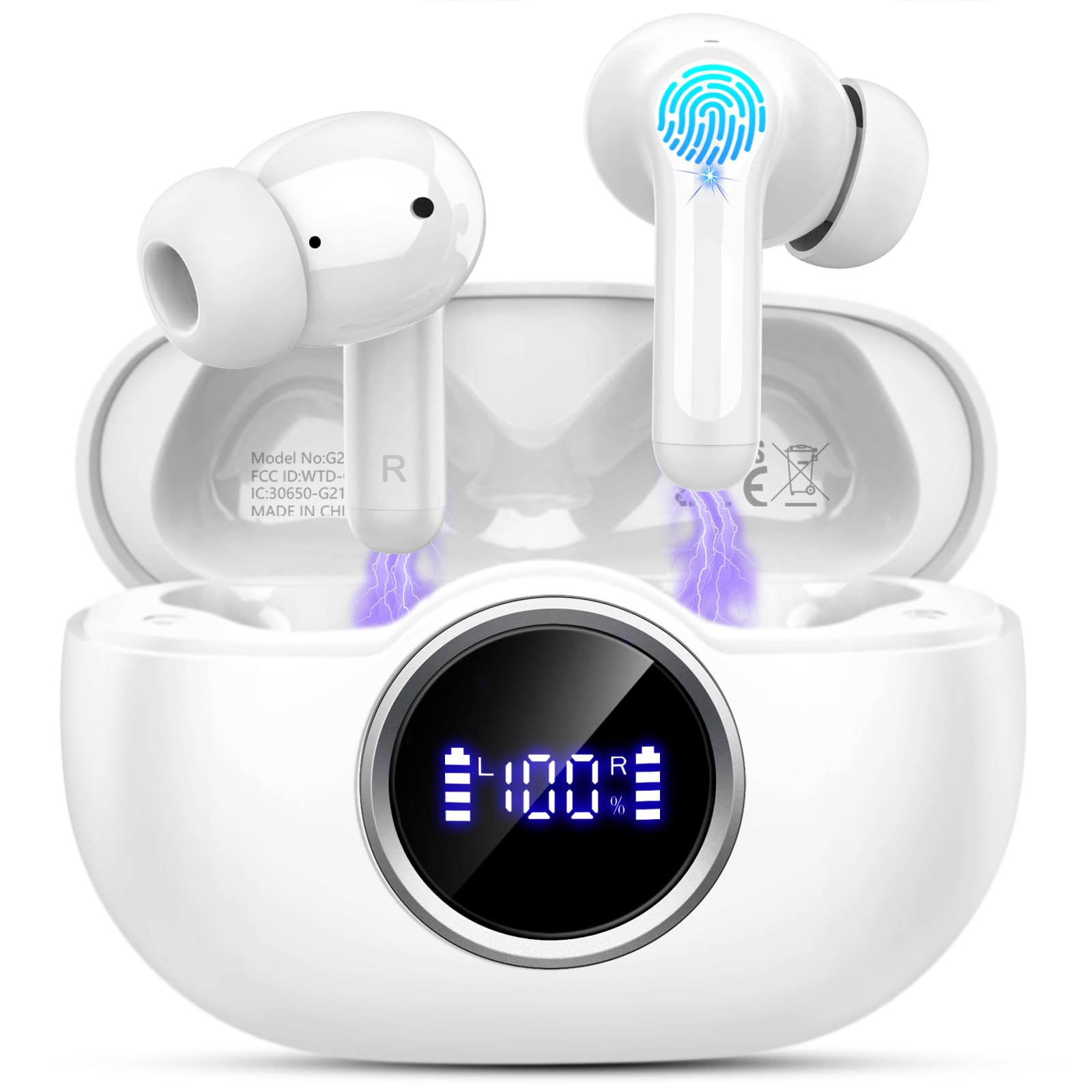 Rinsmola Wireless Earbuds, Bluetooth 5.4 Ear Buds 2026 New Wireless Headphones in Ear with 4 ENC Noise Cancelling Mics, Deep Bass Stereo Bluetooth Earphones 36H Playtime, IP7 Waterproof/USB-C Headset