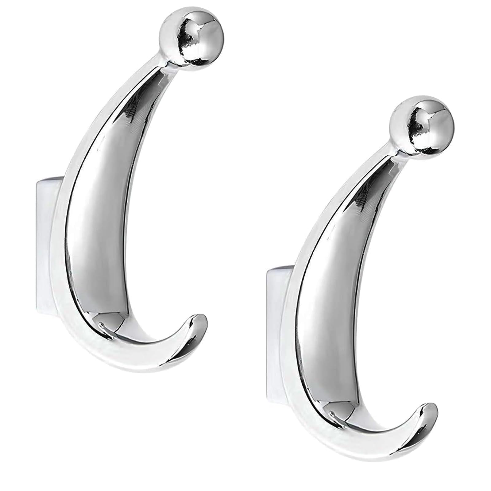 Yundoza Door Hooks Screw in, 2 Pack Metal Bathroom Towel Hook for Coat Robe Keys Clothes Bags(Chrome)