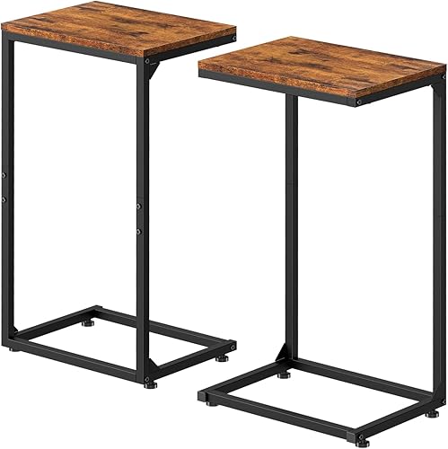 Juego de 2 mesas auxiliares en forma de C, mesa auxiliar de mesa C, mesa auxiliar pequeña para sofá, mesa auxiliar para sala de estar, dormitorio,