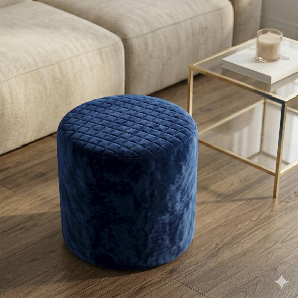 Compact Ottoman Seating pouffe with Wooden Frame and Soft Velvet Cushion, Stylish footrest and Vanity Furniture for Living Room, Bedroom, Balcony and Elegant Kitchen Decor Arrangement-image-19