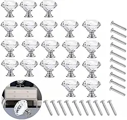 Puxador de Gaveta de Vidro - 20 Peças, 30mm, Puxador de Cristal, Design Moderno para Cozinha, Banheiro e Escritório, Ideal para Decoração de Móveis