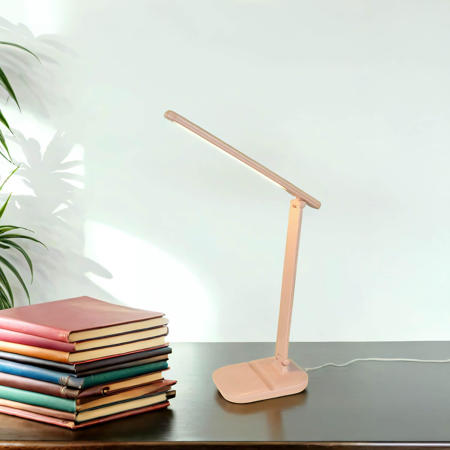 Licht-Erlebnisse LED Kinderzimmerlampe Tisch dimmbar Touch Farbwechsel 32,3 cm Rosa klappbar 380 lm Tischleuchte Kinderzimmer Schreibtischlampe