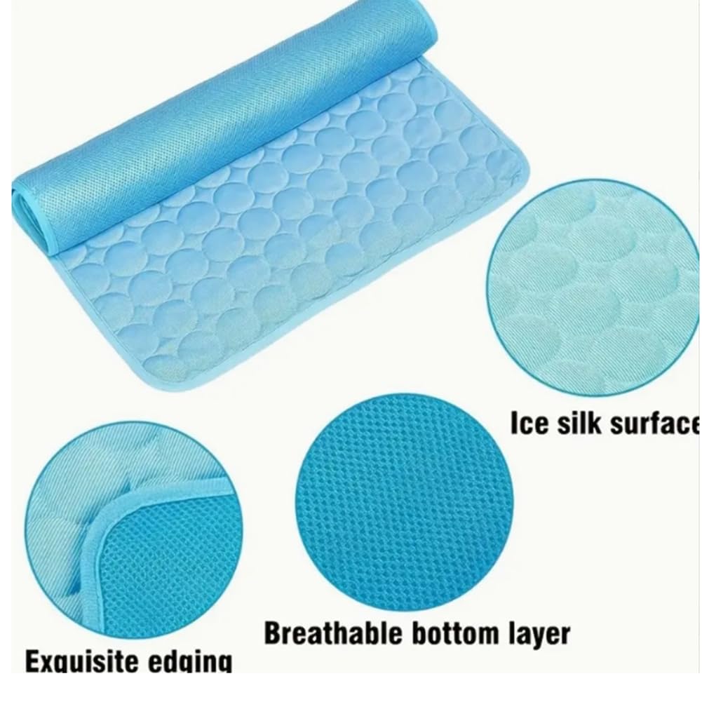 Alfombrilla de enfriamiento para perros y gatos, almohadilla reutilizable de seda de hielo para mascotas, 150 x 100 cm, manta lavable para uso en interiores y exteriores, paquete de 2 cojines medianos