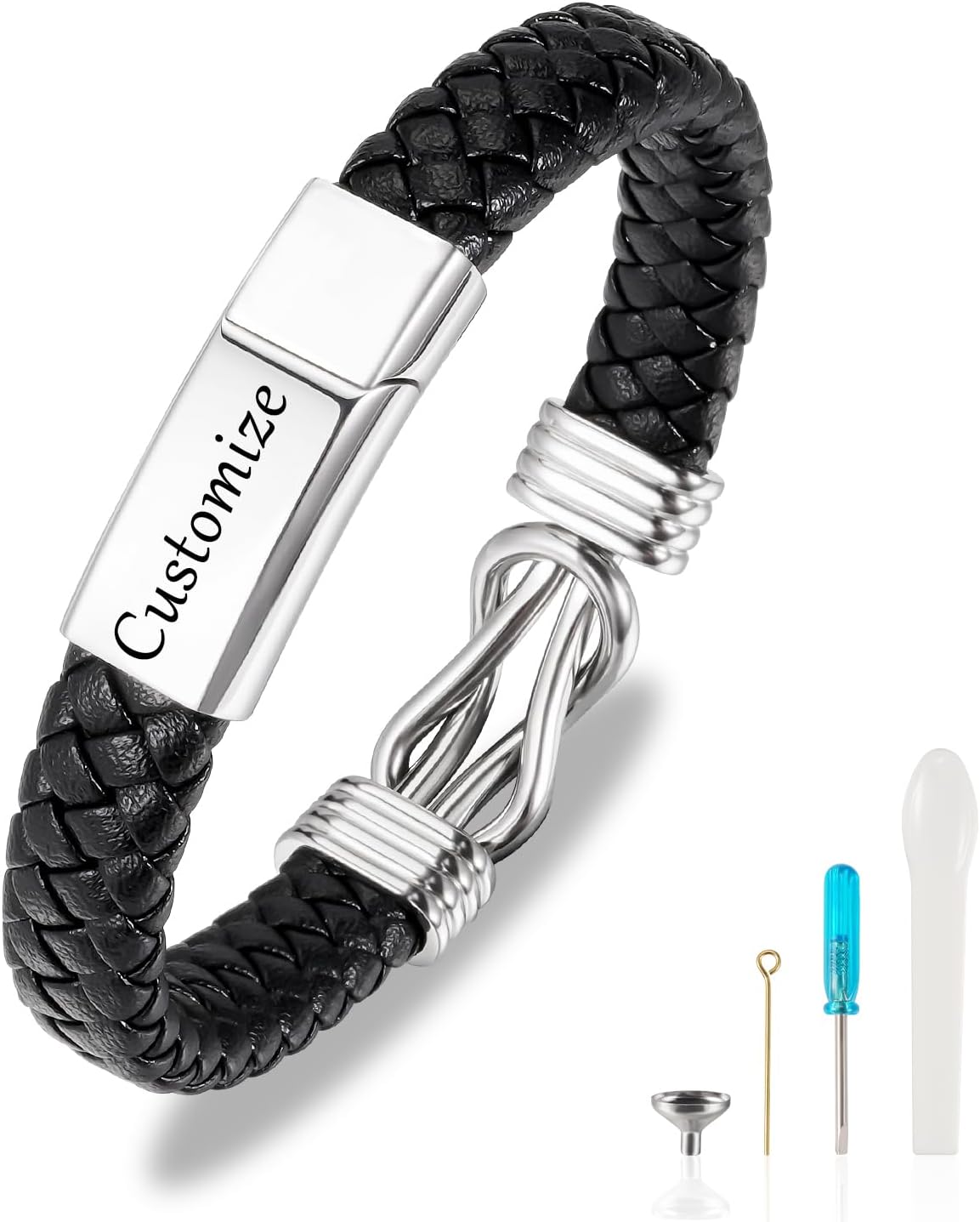 Infinite Black Urn Bracelet for Ashes for Men Women