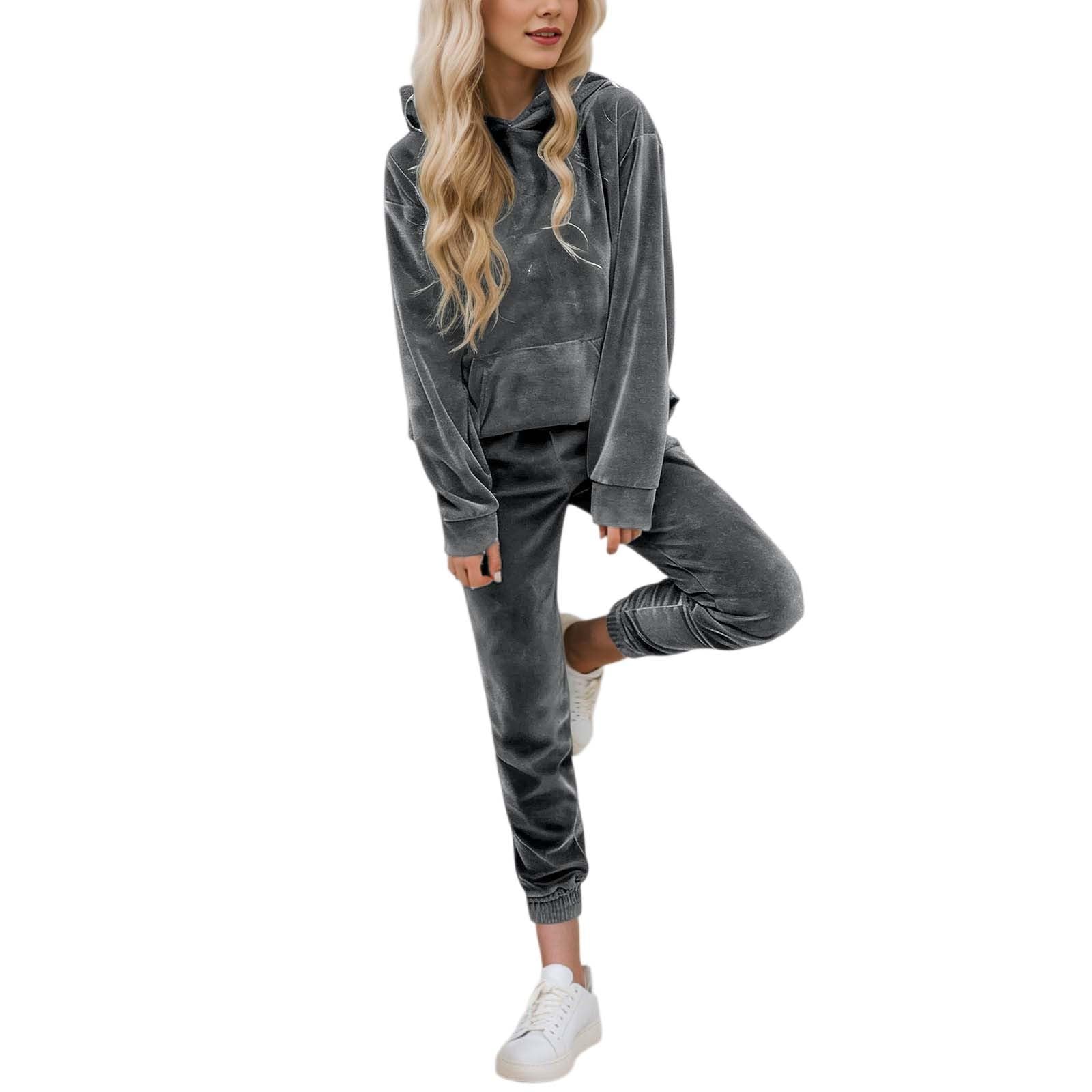 Generisch Tuta da jogging da donna, oversize, in due pezzi, morbida, comoda, casual, per l'autunno, set sportivo