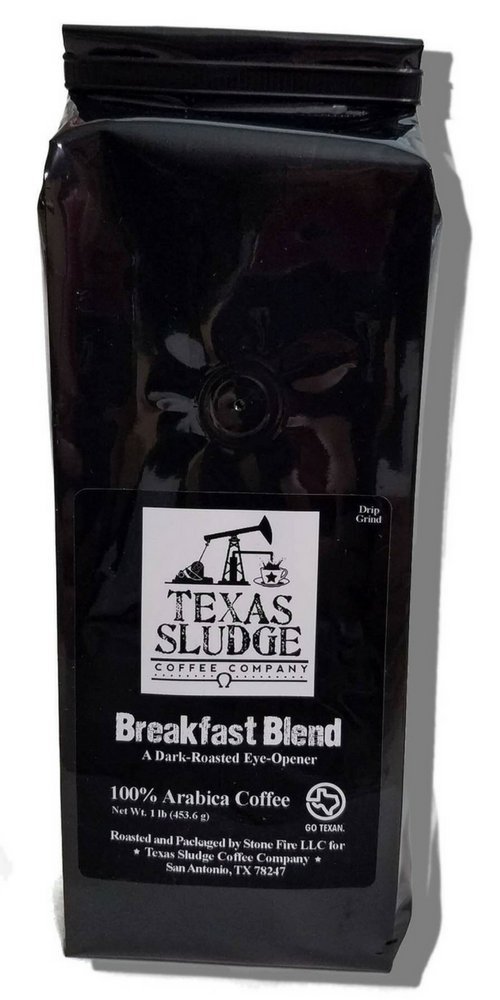 Texas Sludge Coffee - Breakfast Blend Gourmet Dark Roast 100% Premium Arabica Beans - 1 Lb. (Drip Grind)