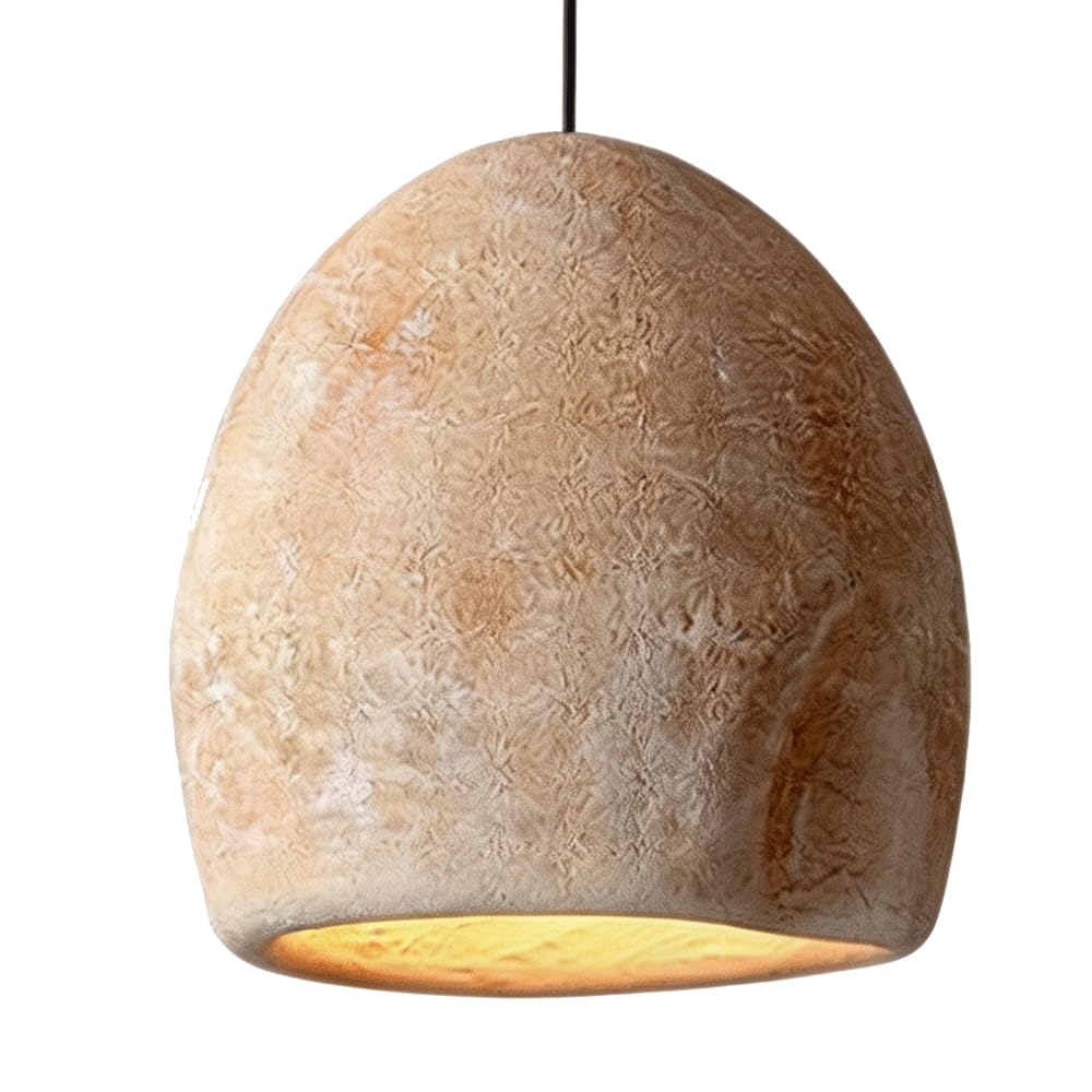 ESIYUVO Wabi-sabi Pendant Light Single Head High-Density Polystyrene Chandelier Bell Shaped Adjustable Cord Hanging Lamp E27 Dining Room Lighting Fixture for Entrance Hall Tea Room Hallway Bedroom