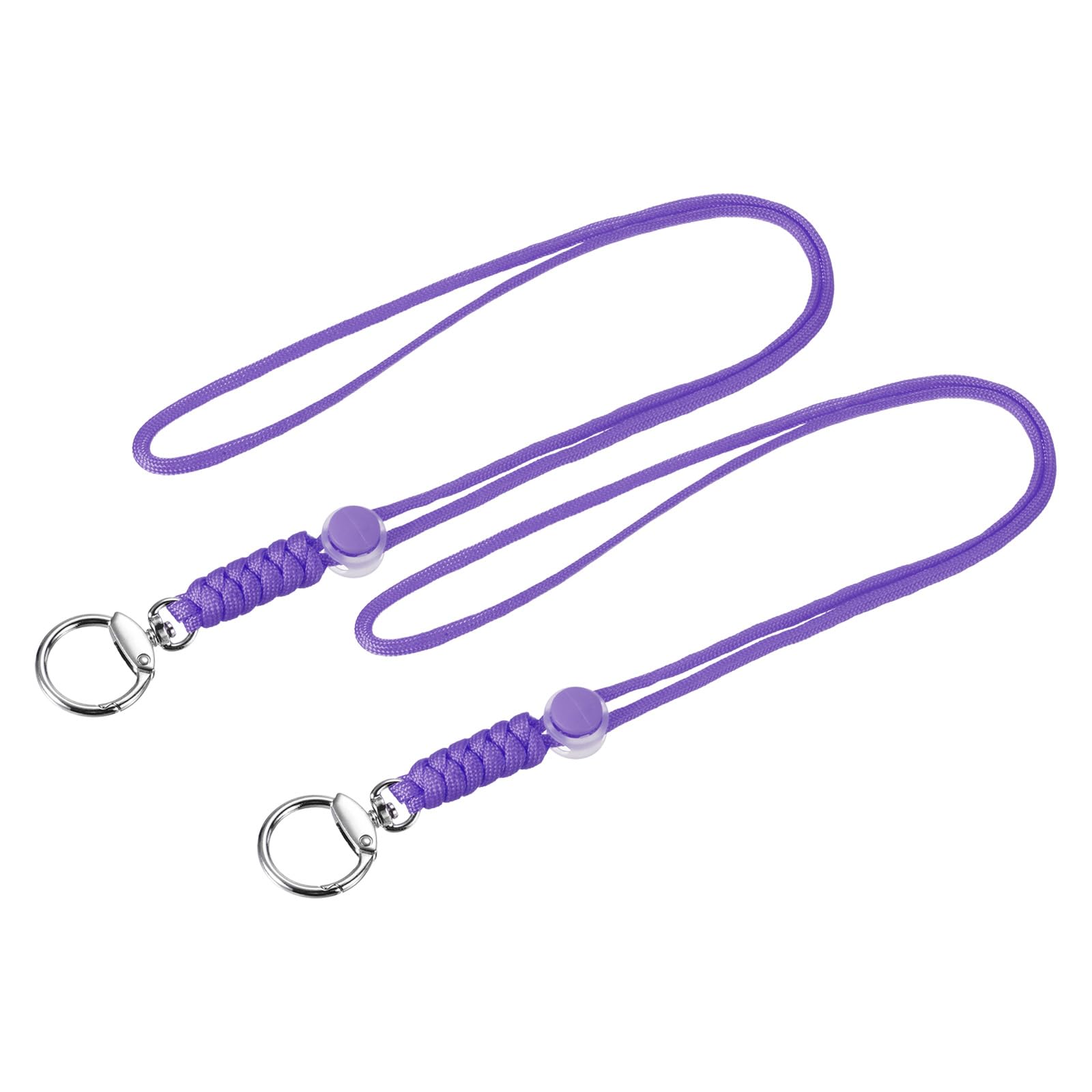 YOKIVE 2 Pcs Paracord Lanyard with Clasps, Necklace Keychain Cord Metal Hooks Straps, Purple, 19-Inch