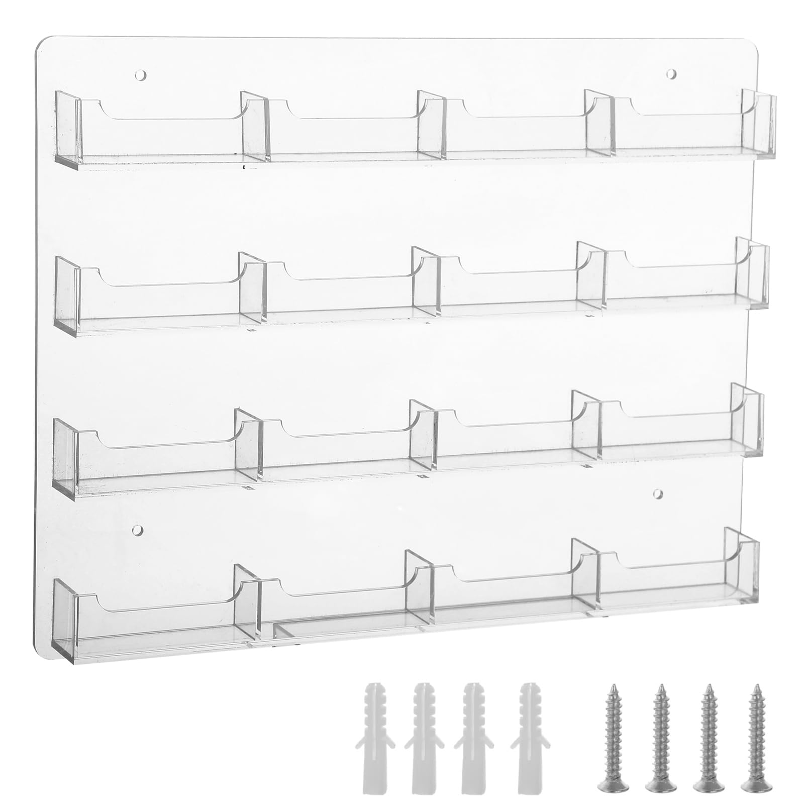 Skdqiee 16 Pockets Acrylic Business Card Holder Wall Mount, Clear Wall Business Card Display with Easy-to-Access Pockets, Reception Area Office Wall Organizer for Name Cards