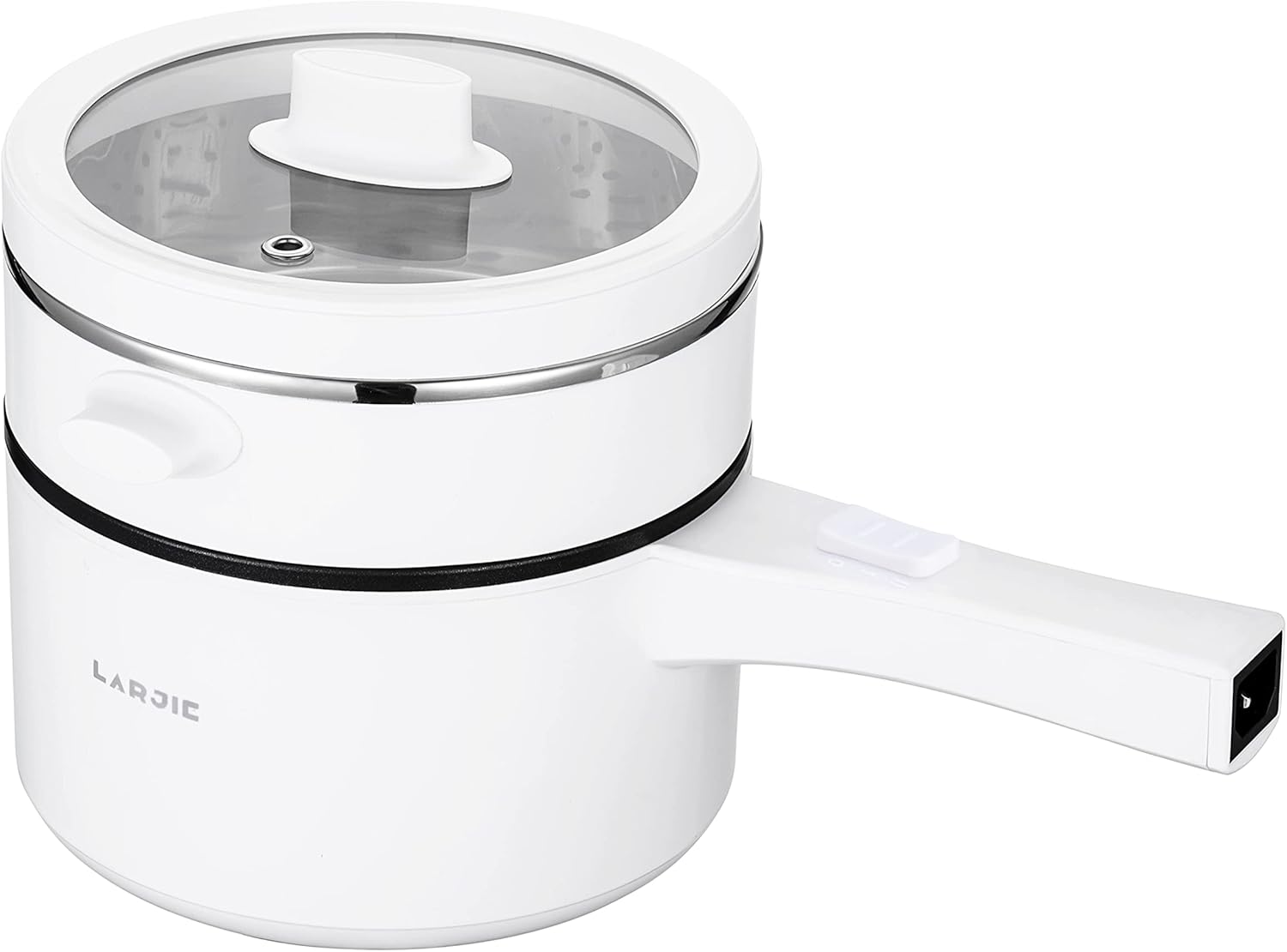 Electric Hot Pot Upgraded, Non-Stick Pan,1.89L Mini Pot for Steak,Fried Rice,with Temperature Control and Steamer - Rapid Noodles Cooker, Ramen, Oatmeal, Soup - Steamer,Egg,Vegetables, Potatoes White 1.89L White