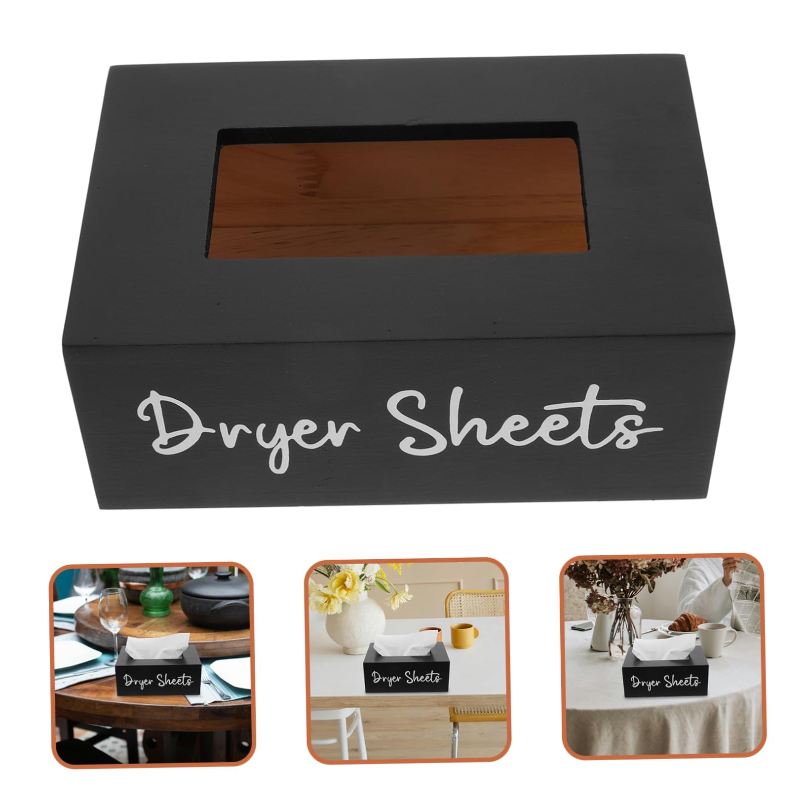 HEALLILY Wooden Desktop Tissue Box Cover Rectangular Napkin Storage Holder for Home Office Dressing Table