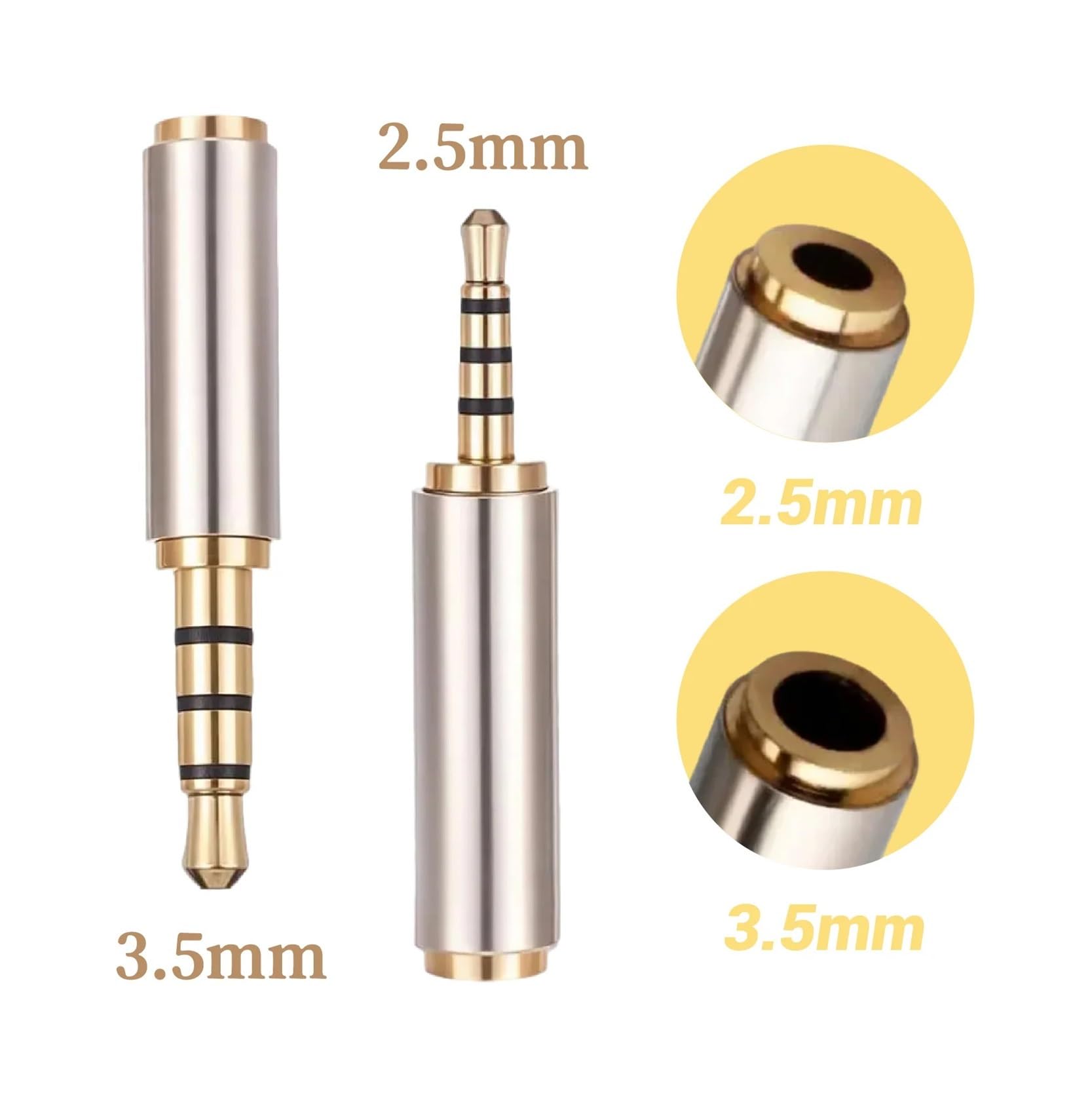 2/4/10 pezzi da 3,5 mm a 2. Adattatore audio for cavo cuffia stereo con microfono da 0,5 mm maschio a Connettore a spina femmina(3.5M to 2.5F,4PCS)
