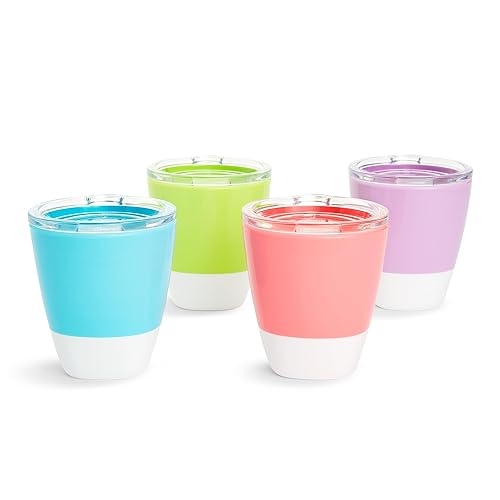 Miniatura 2 de Munchkin Splash - Vasos abiertos para niños pequeños con tapas de entrenamiento, 7 onzas, multicolor, paquete de 4 y Splash Juego de comedor de 4