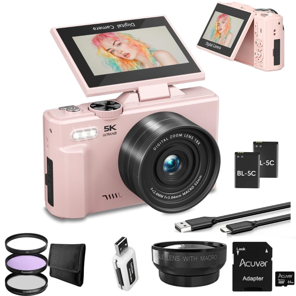 Amazon.com : 4K/5K Vlogging Camera for YouTube – Pink Digital