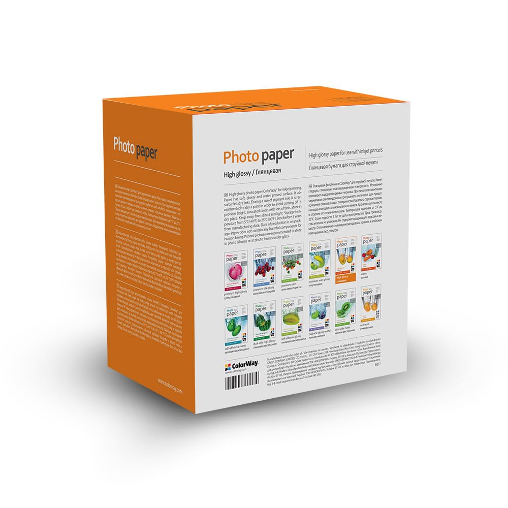 ColorWay Hochglänzend Premium Fotopapier 260 g/m², 10x15 cm, 500 Blatt | Premium Glänzende Oberfläche für lebendige Ausdrucke
