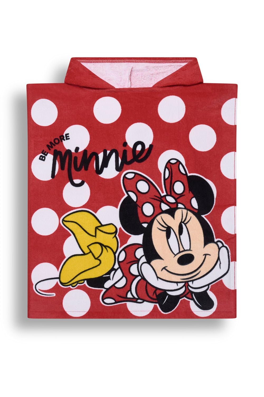 Disney Minnie Mouse Girls Poncho Towel - Hooded Cotton Towelling Slip On Beach And Pool Cover Up, Red And White Polka Dot Minnie Mouse Graphic, Kids Bath Poncho