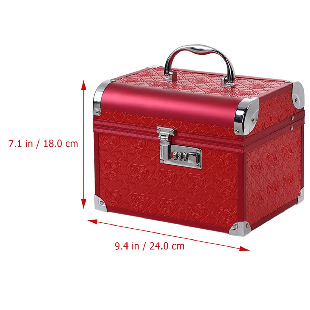 Scatola Portagioie da Tavolo Rossa Lucchetto a Codice | Pu, Alluminio, Legno e Flanella, per Orecchini e Oggetti Personali, Design Raffinato e Compatto