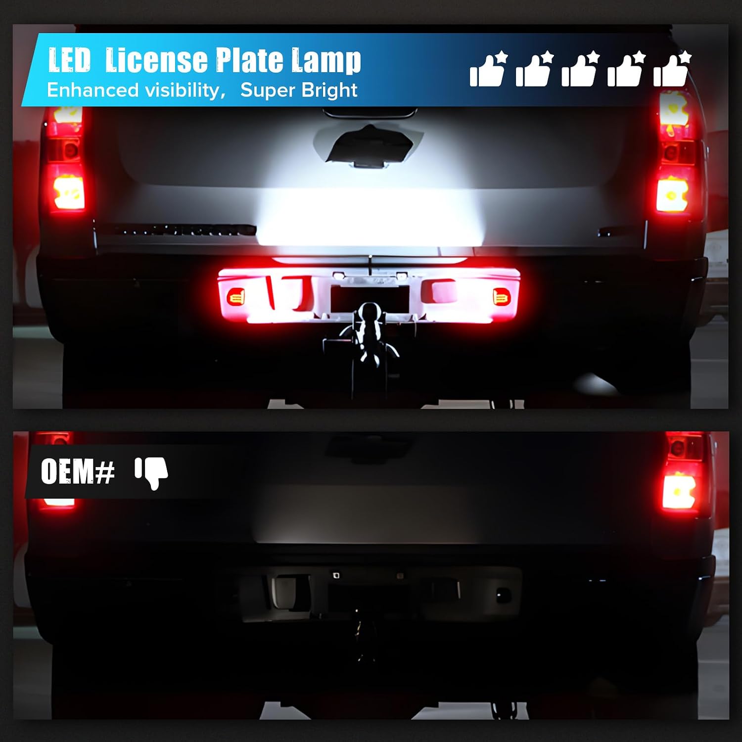 LED License Plate Light Compatible with Silverado Sierra 1500 2500/HD 3500/HD1999-2014 1500HD 2001-2006 for Suburban Tahoe Yukon/XL1500 2500 2000-2006 Avalanche/Escalade EXT2002-2013 Tag Lamp