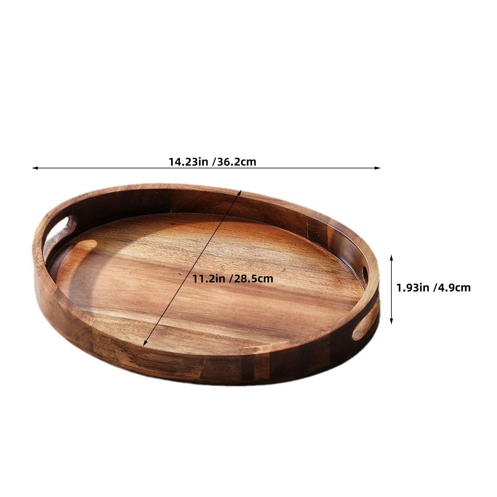 DOITOOL Bandeja de Madera: Bandeja de Madera Natural con Asas para Servir, Resistente al Calor, Organizador de Aperitivos y Frutas para Mesa de Centro, encimera de Cocina, decoración de Sala de