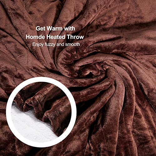 image for Homde Heated Electric Throw 50 Inch x 60 Inch Reversible Flannel/Sherp