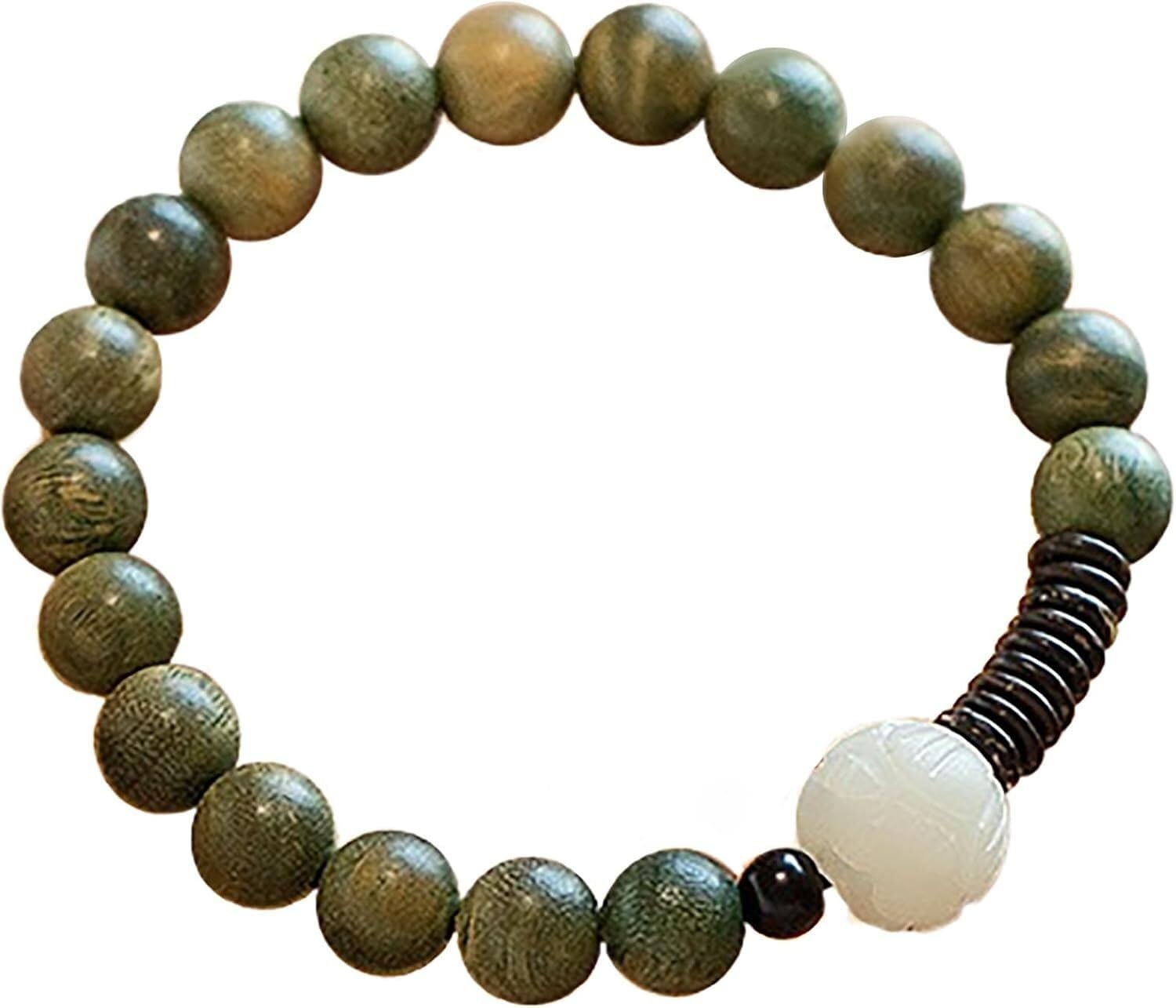 YNIYUJKL Beaded Bracelets,Wood Bracelet Aromatic Green Sandalwood Feng Shui Wealth Bracelet Vintage Bodhi