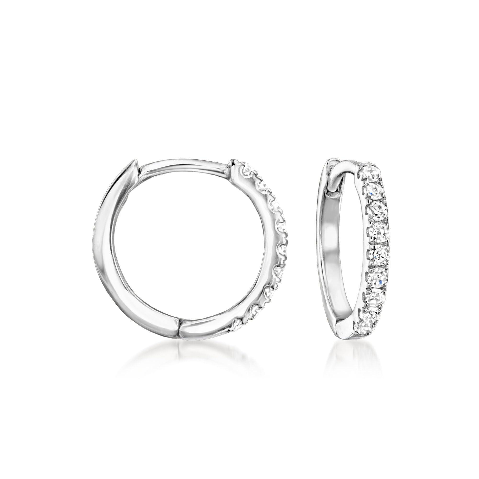 Pure Collection by Ross-Simons 0 15 ct t w Diamond Charm-Compatible Huggie Hoop Earrings in Sterling Silver