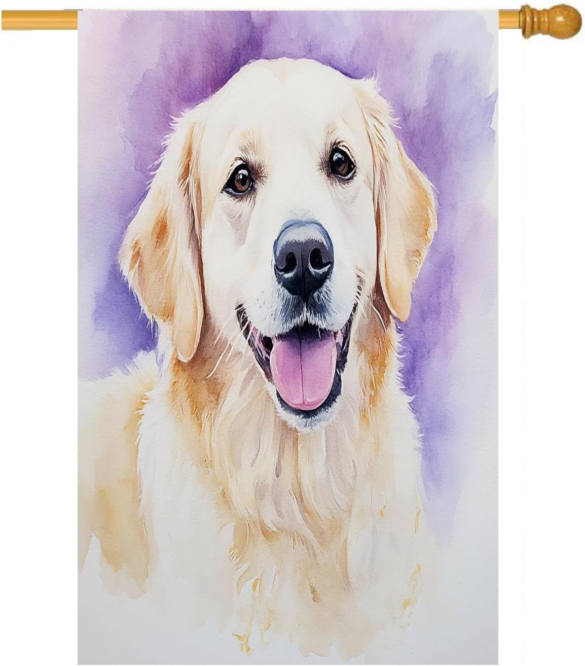 Moslion Golden Retriever House Flag 28x40 Inch Watercolor Paint Dog Portrait Tongue Sticking Pet Animal Summer House Flag Decorative Outdoor House Flags Double-Sided Cotton Linen