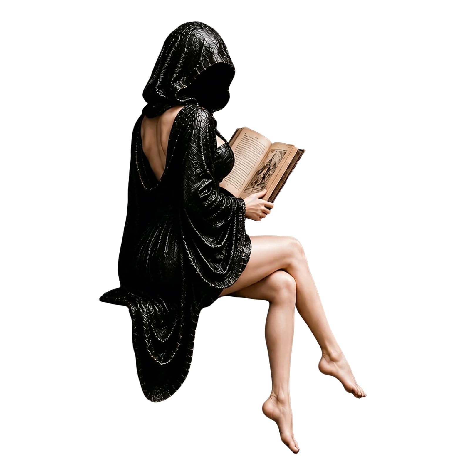 Gothic Hooded Reader Ornament Resin 3 Poses Available