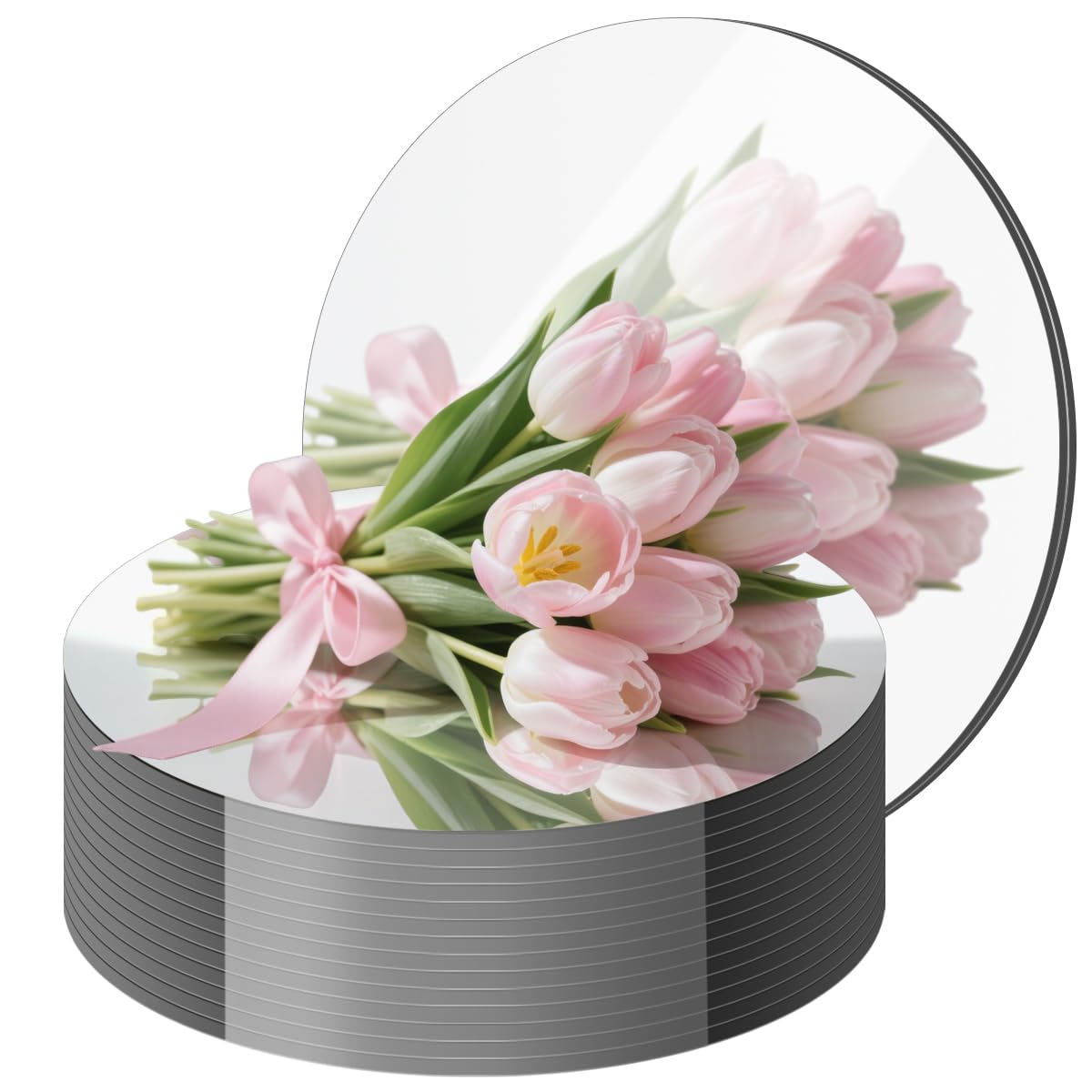 Ceuqieso Pack Of 10 Round Mirror Table Decorations, Acrylic Circle Mirrors For Table Decorations, Mirror Candle Holders For Weddings, Christmas, Wall Mirrors, Party Decoration (10Inch/25Cm,12Inch/30Cm