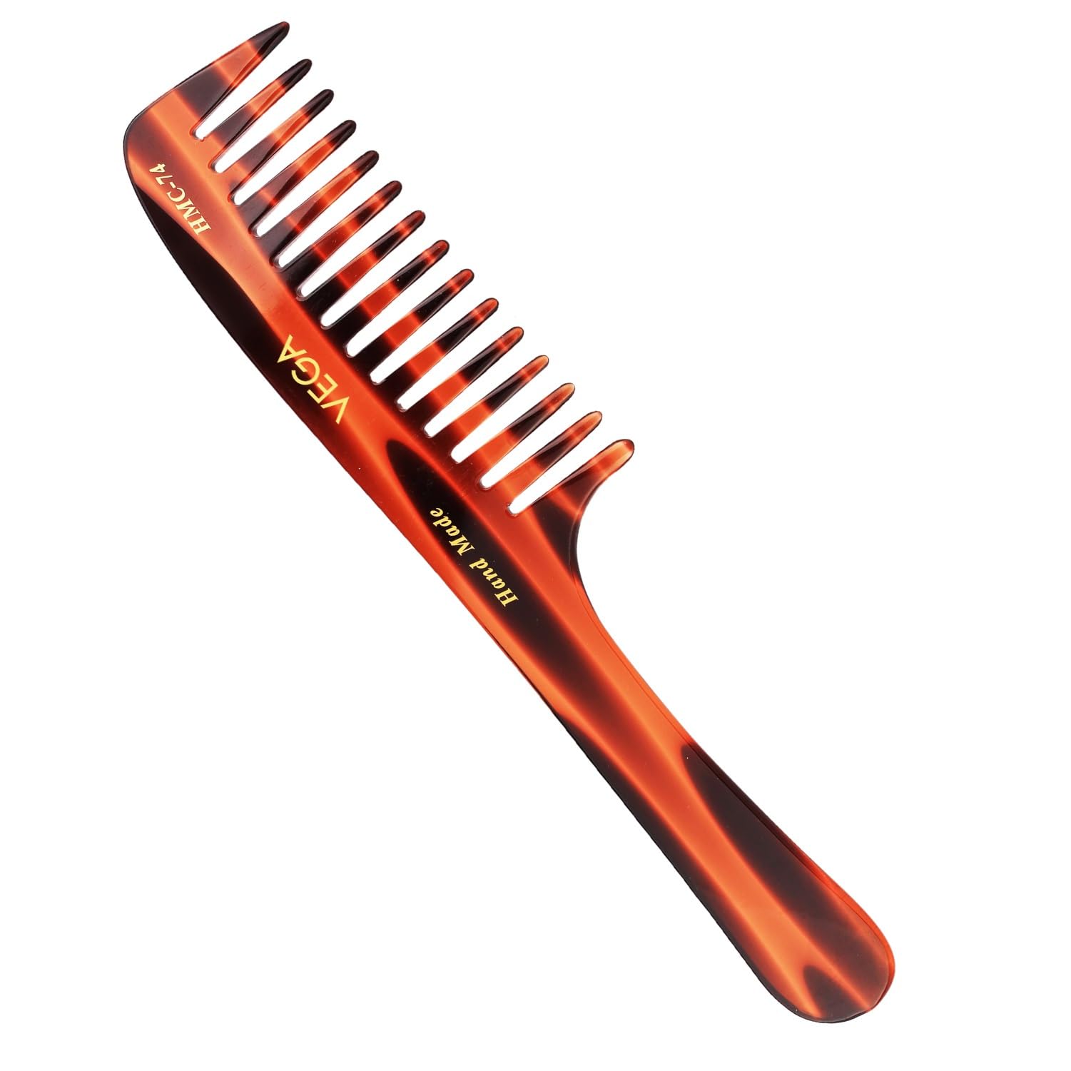 Vega Handcrafted Shampoo Comb for Men & Women, Detangling, Daily Grooming | Made from Cellulose Acetate Non-petroleum Based Material from Plant, (India's No.1* Hair Comb Brand, HMC-74)