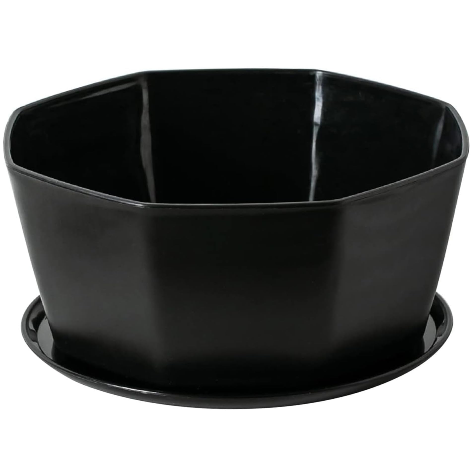 Ngbbby Succulent Pots 5.9" Plastic Planter with Drainage Hole Shallow Bonsai Pot with Bamboo Tray Black