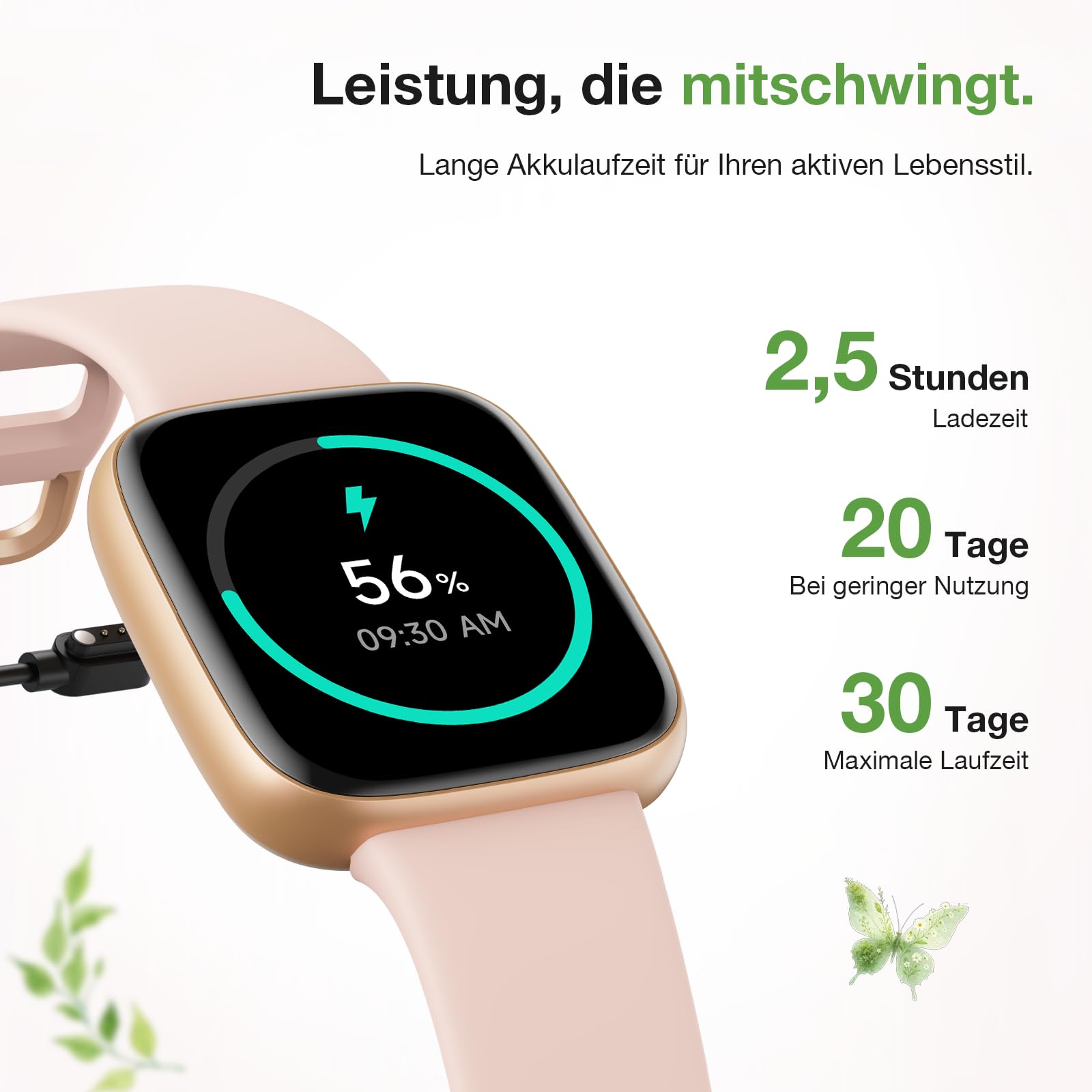 Smartwatch Damen Herren, 1,85″ AMOLED Touchscreen, Fitness Tracker mit Bluetooth Anrufen & KI, Herzfrequenz, SpO2, Schlaf- & Frauenzyklus-Tracking, 100+ Sportmodi, 3ATM Wasserdicht für iOS & Android