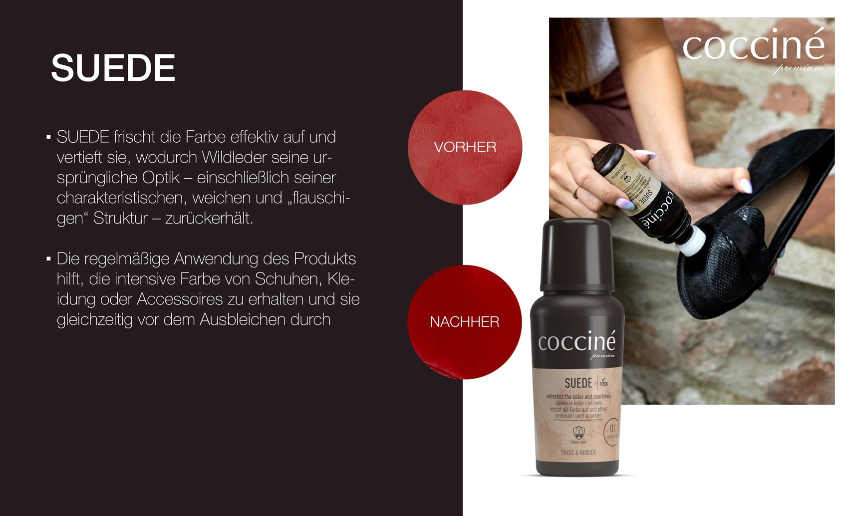 Cocciné - Schuh Pflege Set, Wildleder und Nubuk Pflegeset, Schuhpflege, Schuhreinigung, Farbauffrischung, Wildlederschuhe, Wildlederschuhe Reinigen, Schuh Imprägnierspray
