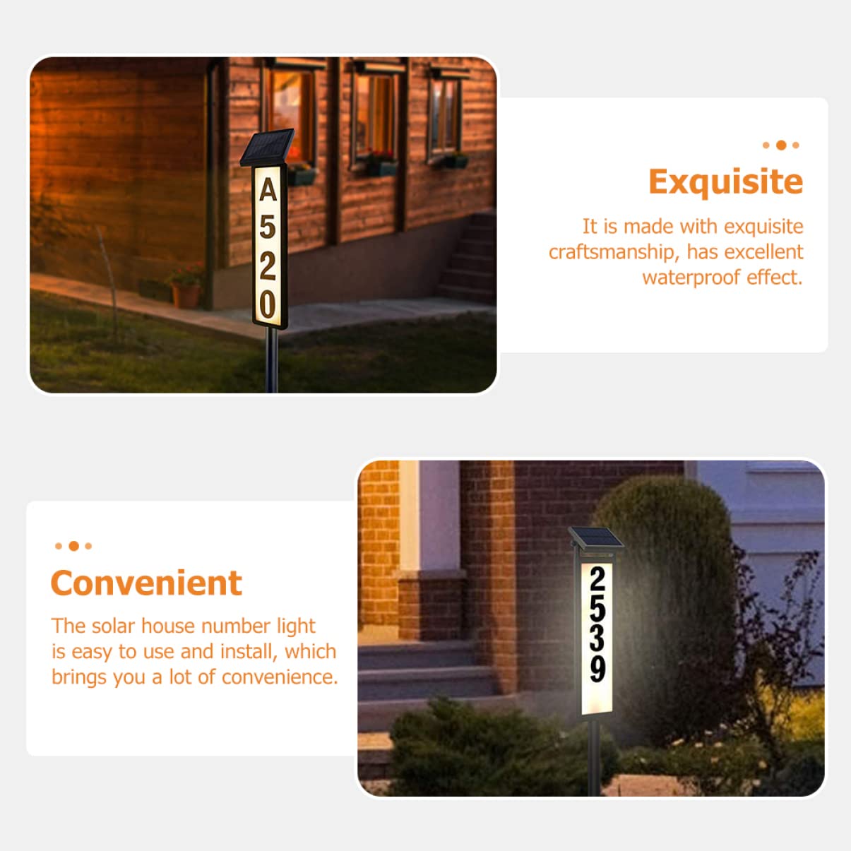 DOITOOL Targa Civico Solare per Esterno, Numero Casa Luminoso, Plastico Nero, Illuminazione per Giardino e Patio