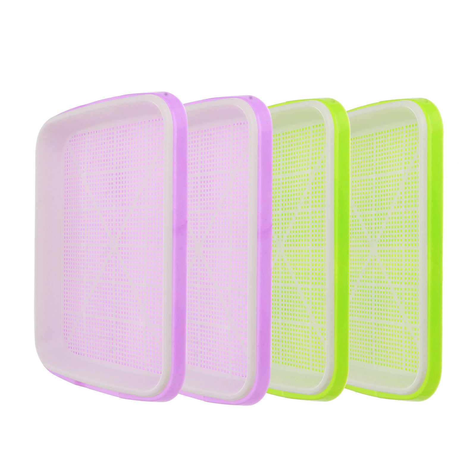 Cabilock 4 Set Sprouting Seed Tray with Lid, Microgreens Sprouts Growing Kit Propagators, Seedling Sprouter Plant Water Planting Containers for Mung Beans Wheatgrass Alfalfa (Random Color)