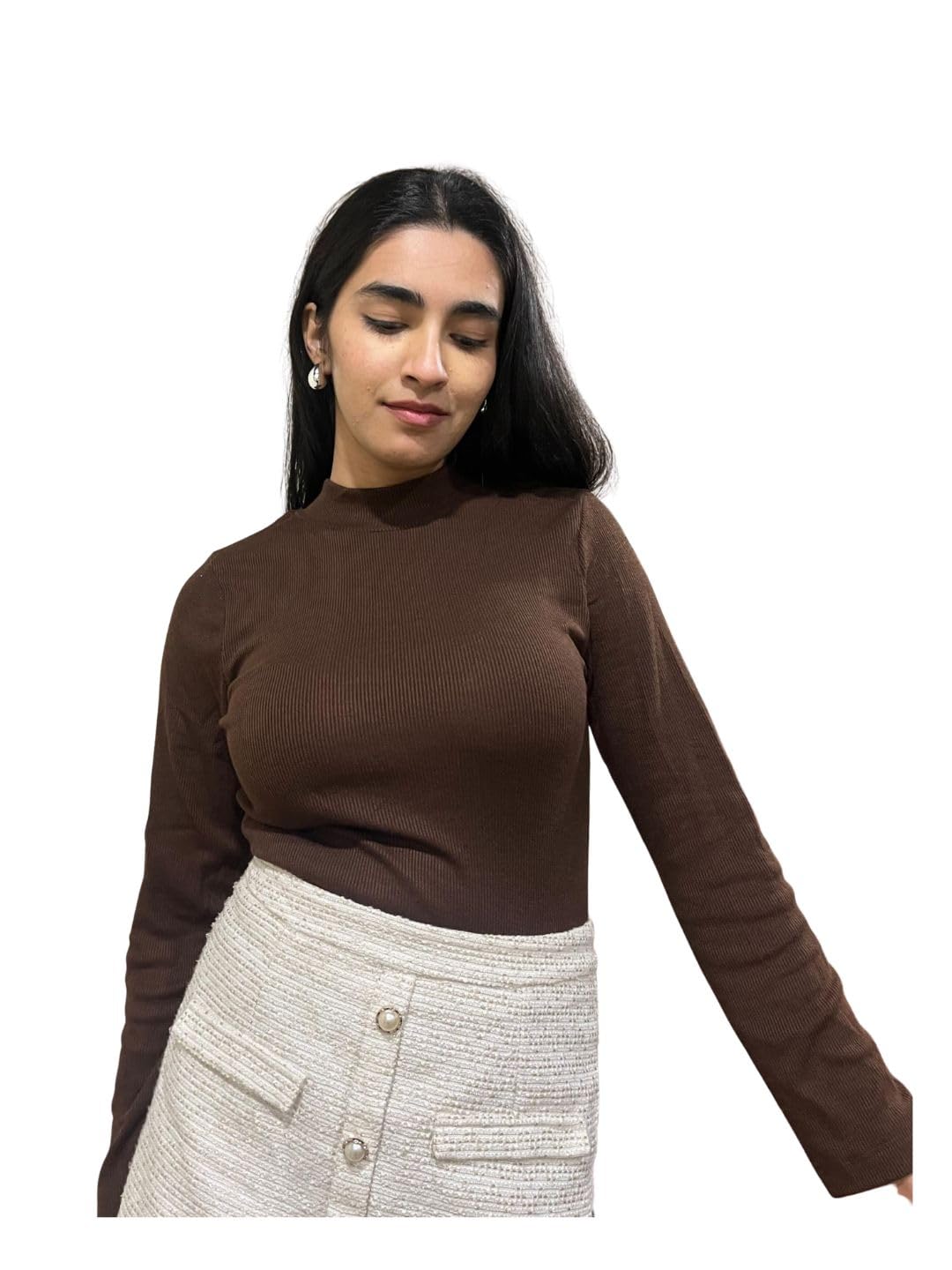 tandul Women's Solid Brown Sweater- Fleece Style Full Sleeve for Office, Casual, Festive & Party (12083)-picture-22