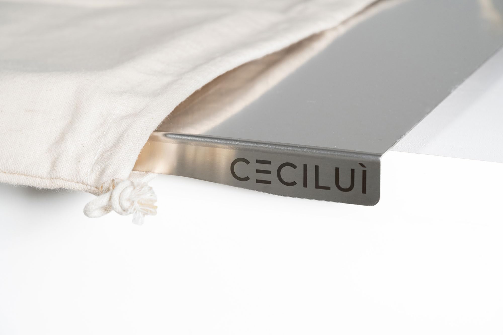 CECILUÌ Spianatoia per Impastare Acciaio Inox 2.0 Sacca di Cotone Tagliere da Cucina Professionale in Varie Dimensioni Made in Italy Pizza Piano Lavoro Accessori Pasticceria (60x50)